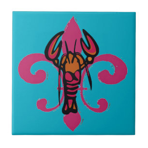 Fleur De Lis Crawfish Tile