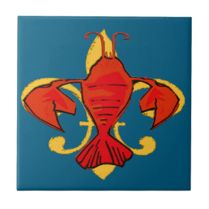 Fleur De Lis Crawfish Tile
