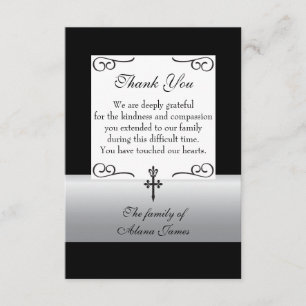 Fleur De Lis Cross Sympathy Thank You Card