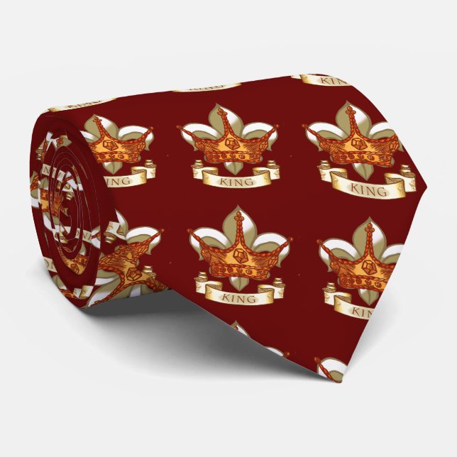 Fleur De Lis Crown King Dad Tie (Rolled)