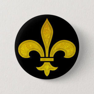 Fleur De Lis Cut Glass 6 Cm Round Badge