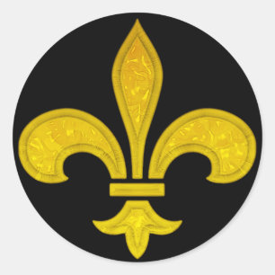 Fleur De Lis Cut Glass Classic Round Sticker