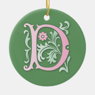 Fleur-de-lis D Monogram Ceramic Tree Decoration