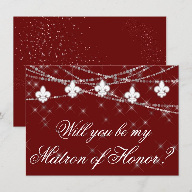 Fleur de Lis Dark Red Lights | Maid of Honour Ask (Front/Back)