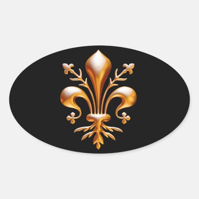 Fleur de Lis (de Lys) Oval Sticker (Front)