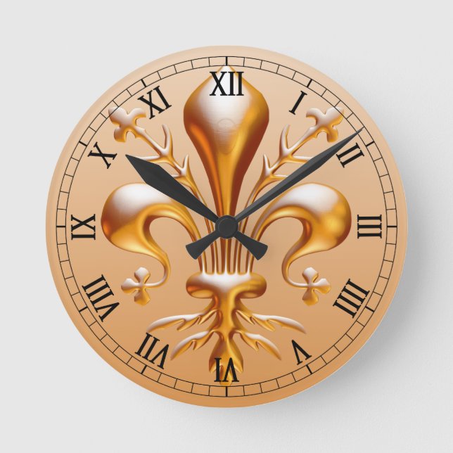 Fleur de Lis (de Lys) Round Clock (Front)