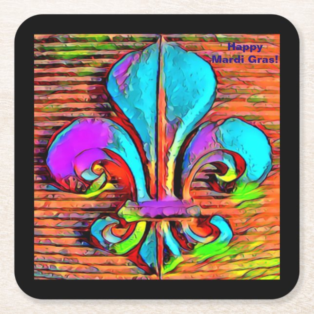 Fleur De Lis Digital Art Design Coasters (Front)