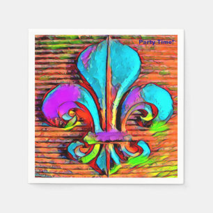 Fleur De Lis Digital Art Design Party Napkins