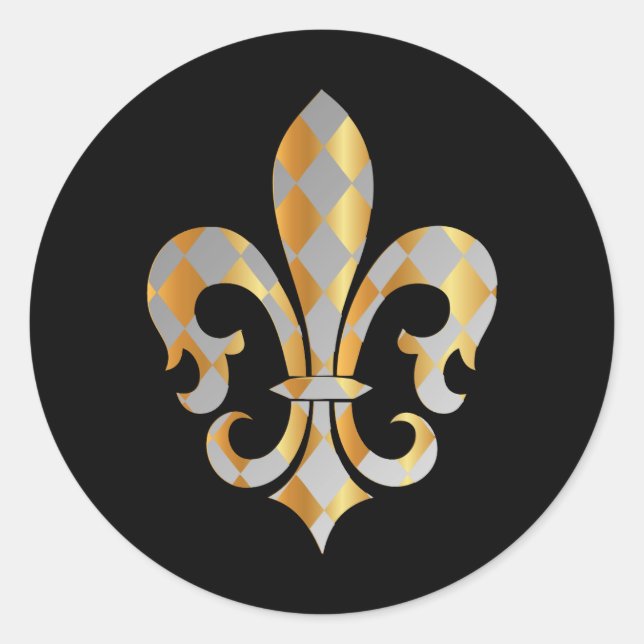 Fleur de Lis, DIY background+text Classic Round Sticker (Front)