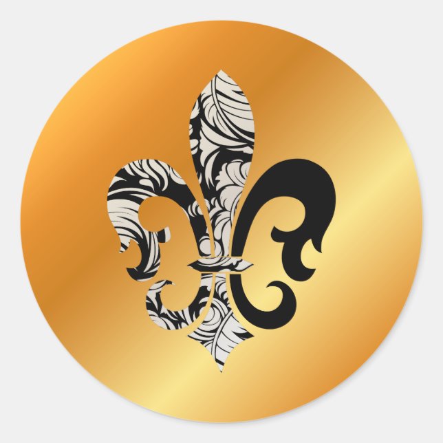 Fleur de Lis, DIY background+text Classic Round Sticker (Front)