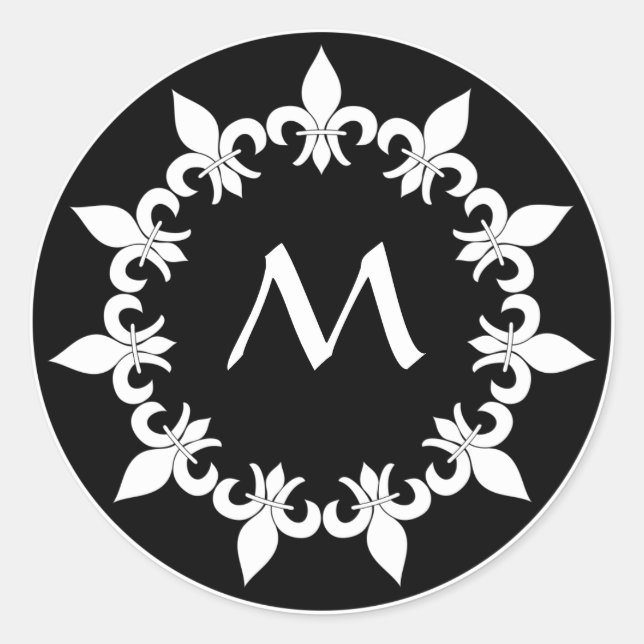 Fleur de Lis Ebony Initial Sticker (Front)