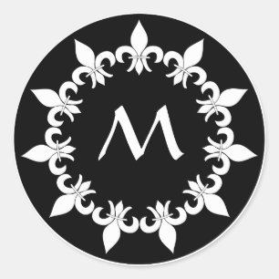 Fleur de Lis Ebony Initial Sticker