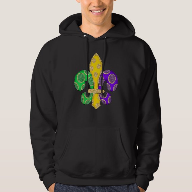 Fleur De Lis  Effect Mardi Gras Hoodie (Front)