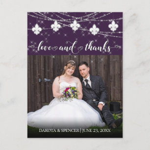 Fleur de Lis Eggplant Lights   Photo Thank You Postcard