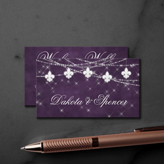 Fleur de Lis Eggplant Lights | Wishing Well Poem Enclosure Card (Creator Uploaded)