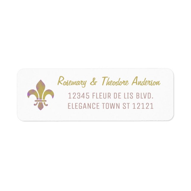 Fleur de Lis Elegant Return Address Gold (Front)