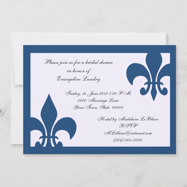 Fleur de Lis event Invitation Dark Blue (Front)