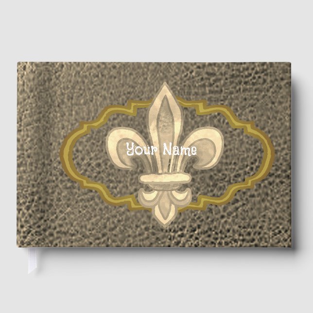 Fleur De Lis Family Crest guestbook (Front)
