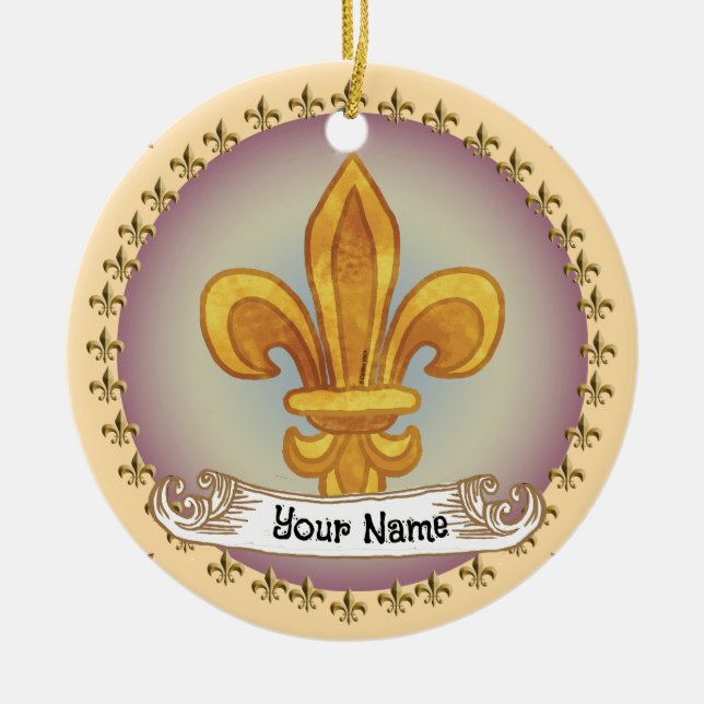 Fleur De Lis Family Crest Surname ornament (Front)