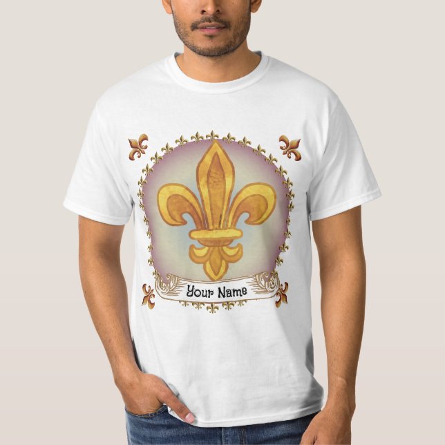 Fleur De Lis Family Crest Surname T-Shirt (Front)
