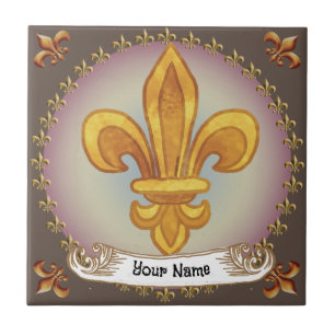 Fleur De Lis Family Crest Surname Tile