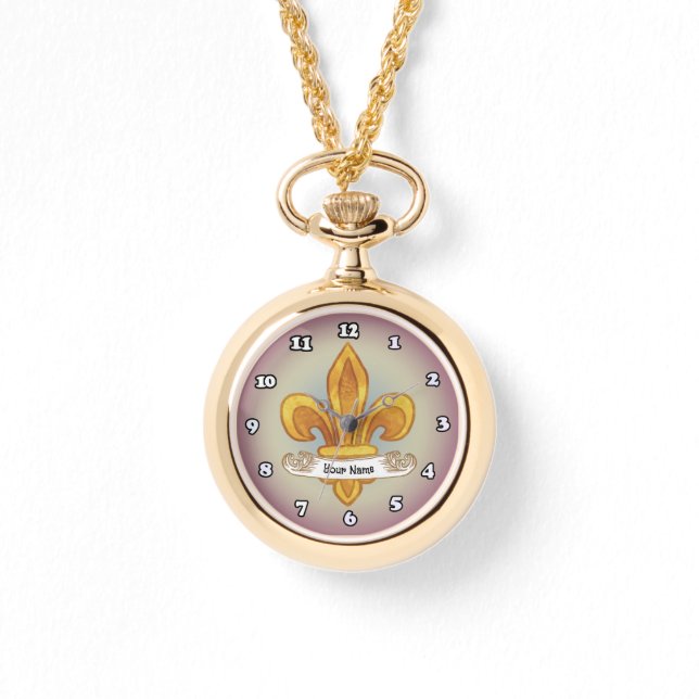 Fleur De Lis Family Crest Surname Watch (Front)