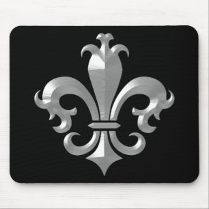 Fleur De LIs Fancy Silver Bevel Saints Classic Mouse Mat