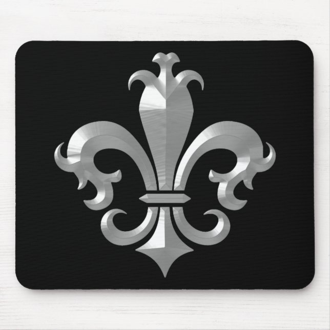 Fleur De LIs Fancy Silver Bevel Saints Classic Mouse Mat (Front)