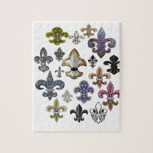 Fleur De Lis Flor  New Orleans Jewel Sparkle Jigsaw Puzzle