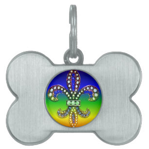 Fleur De Lis Flor New Orleans Jewel Sparkle Pet Tag