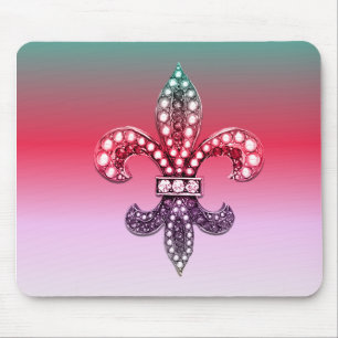 Fleur De Lis Flor  New Orleans Multi Colour Pink Mouse Mat