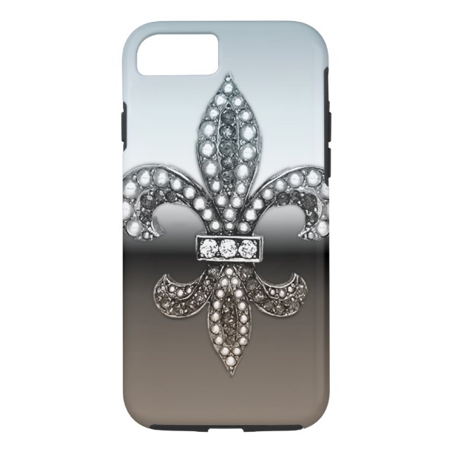 Fleur De Lis Flor New Orleans Silver Black Case-Mate iPhone Case (Back)