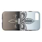 Fleur De Lis Flor New Orleans Silver Black Case-Mate iPhone Case (Back (Horizontal))