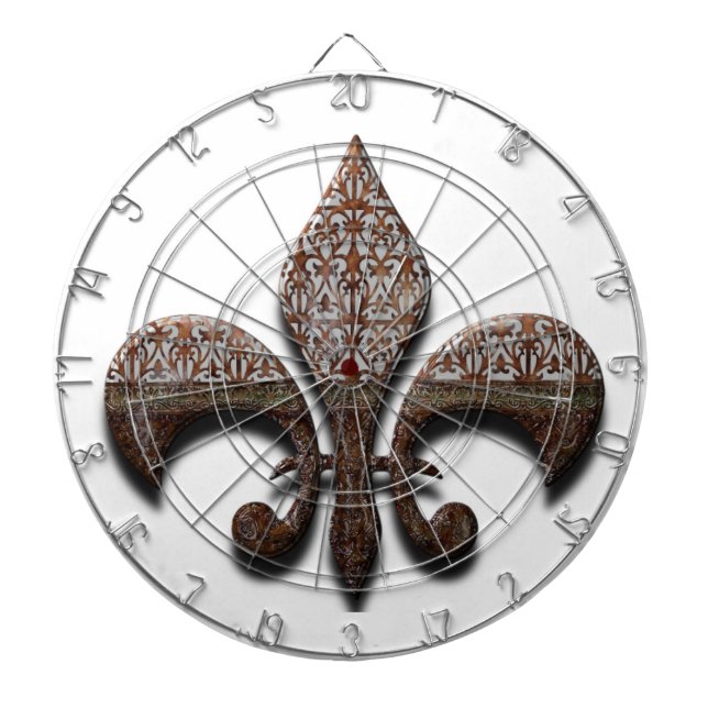 Fleur De Lis Flor Symbol Logo Brown New Orleans Dartboard (Front)