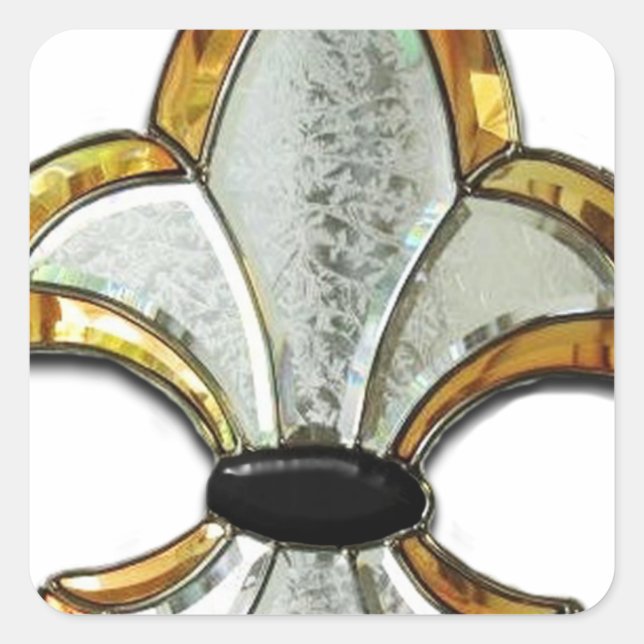 Fleur De Lis Flor Symbol Logo Brown New Orleans Square Sticker (Front)