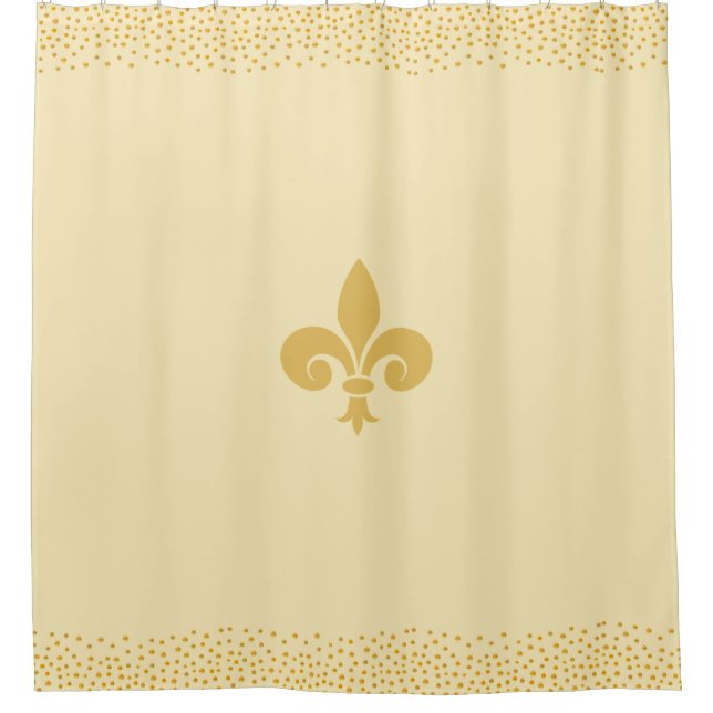 Fleur_de_Lis Flower & Gold Confetti on Golden Shower Curtain (Front)