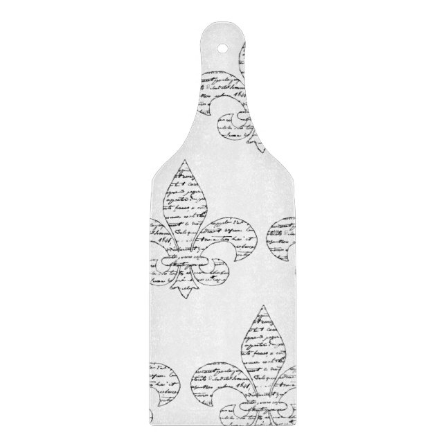 Fleur de Lis French Script Cutting Board (Front)