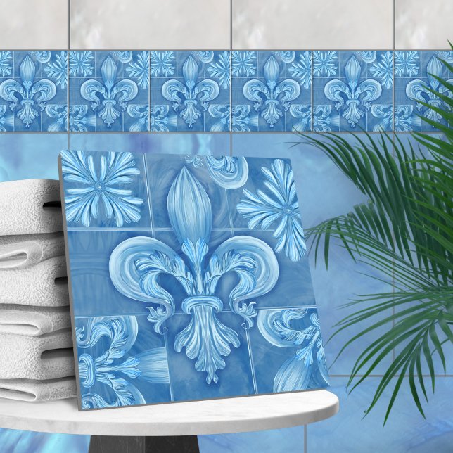 Fleur-de-lis - gentle blue watercolor tile (Creator Uploaded)