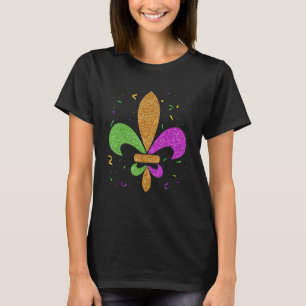 Fleur De Lis  Glitter Effect Mardi Gras New Orlean T-Shirt
