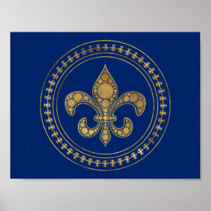 Fleur-de-lis - Gold and Royal Blue Poster