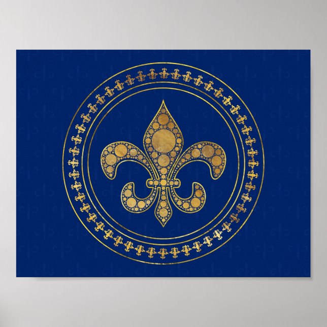 Fleur-de-lis - Gold and Royal Blue Poster (Front)