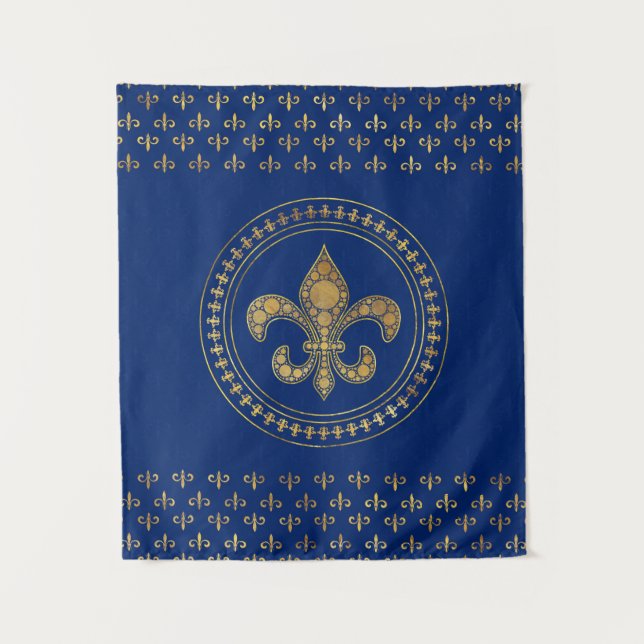 Fleur-de-lis - Gold and Royal Blue Tapestry (Front)