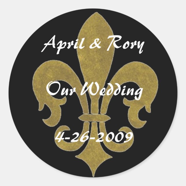 fleur de lis gold, April  - Customised Classic Round Sticker (Front)