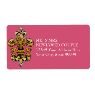 Fleur de Lis Gold Black Formal Elegant Hot Pink