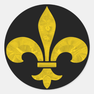 Fleur De Lis Gold Leaf Cut Classic Round Sticker
