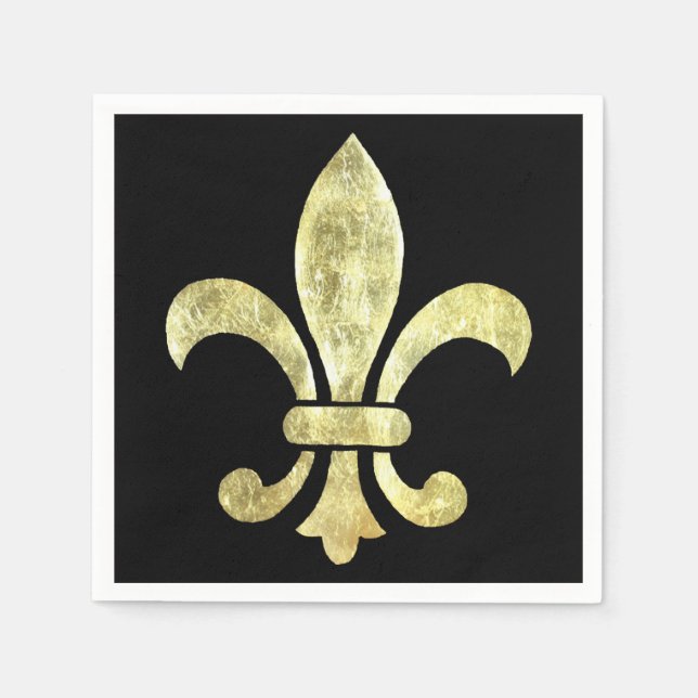 Fleur de Lis Gold Leaf Napkin (Front)