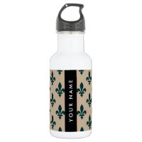 Fleur de Lis, Green on Beige, Royal, Your Name