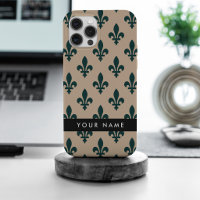Fleur de Lis, Green on Beige, Royal, Your Name
