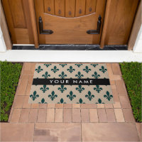 Fleur de Lis, Green on Beige, Royal, Your Name