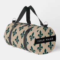 Fleur de Lis, Green on Beige, Royal, Your Name